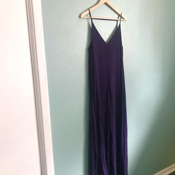 Lulus Navy Maxi Dress Deep V Back and High Slit NWOT - Picture 5 of 5